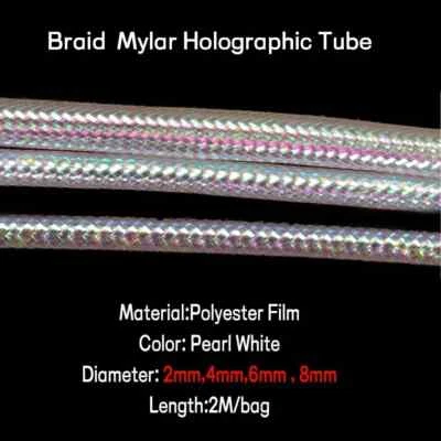 Tubo de Mylar trenzado nacarado materiales de atado cordón holográfico redondo peces mosca Foto 1 de 4