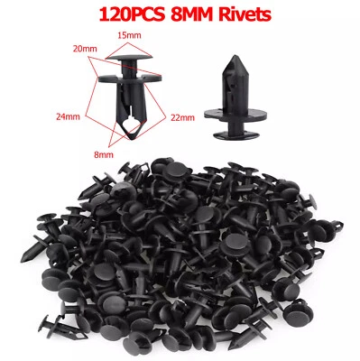 120PCS 8mm Auto Car Plastic Rivets Fastener Fender Push For Jeep Grand Cherokee Foto 1 de 4