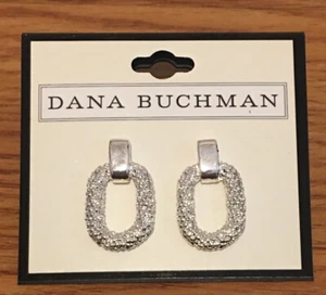 Dana Buchman Earrings Brand New Silver Drop Square Post Dangle Large Back Light - Picture 1 of 2
