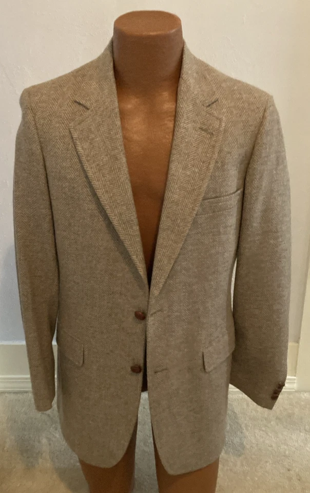 John Alexander Mens Sport Coat Blazer Jacket Tan Wool Tweed Size 40R - Image 1 of 1