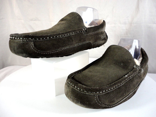 UGG Mocassini slip on da uomo grigio pelle scamosciata lana pelle scamosciata taglia 9