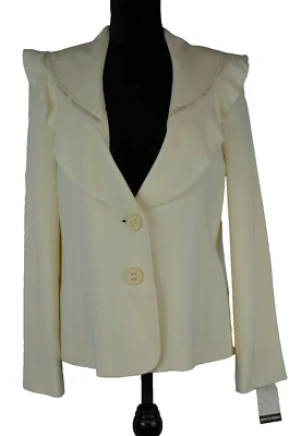 Traje Falda Cara Lotti Talla 42 Francia Off White Encaje Cuello Volantes 8 EE. UU. Carrera Nuevo con Etiquetas Foto 1 de 4