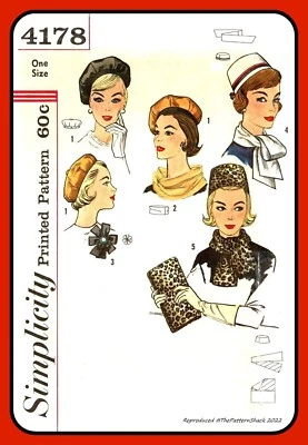 HATS Pillbox Beret SCARF Purse Rosette Simplicity 4178 VTG 1967 Sewing Pattern - Image 1 of 4