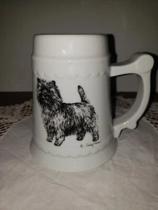 VTG Cindy Farmer Dog Coffee Large Cup Mug Norwich Cairn Terrier White Black 1985 - Picture 1 of 6