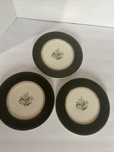 "Platos de ensalada de porcelana Salem de 7,5"" borde verde 55U oro 23K 3" - Imagen 1 de 12