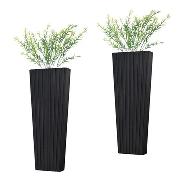 Paquete de 2 jardineras de pared de madera negra para interior + paquete de 2 plantas verdes, madera moderna... Foto 1 de 4