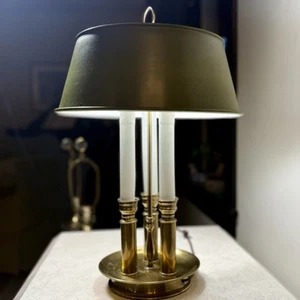 Vintage French Brass Bouillotte Leviton Lamp 3 Bulb 18.5” Tall Candelabra - Picture 1 of 14