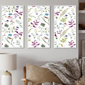 Designart "Vibrant Colorful Spring Flowers" Traditional Framed Art Prints Set - Picture 1 of 5