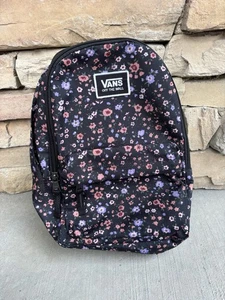 Vans Checkered Black Purple Pink Floral Flowers Mini Backpack Purse MINT! - Picture 1 of 13