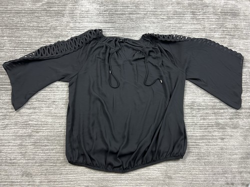 Top Alyx donna 2X blusa nera manica 3 4 poliestere casual