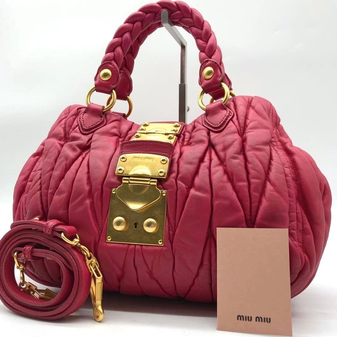 Miu Miu Buckle Leather Exterior Bags & Handbags for Women for sale