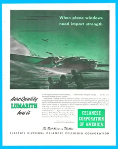 Celanese airplane cockpit windows bombers aircraft aviation print ad 1943 WWII - Picture 1 of 4
