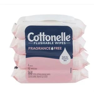 (16 Pack) Cottonelle Fragrance Free Flushable Wipes, 16 Flip-Top Pack, 572 Wipes - Picture 1 of 1