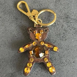 PRADA Schlüsselanhänger Taschenanhänger Bär Kristall Leder braun echt - Bild 1 von 24