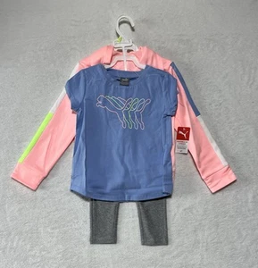 Puma Girl’s 3-Piece Set Zip Up Hoodie Short Sleeve T-Shirt & Legging Size 4T NWT - Picture 1 of 9