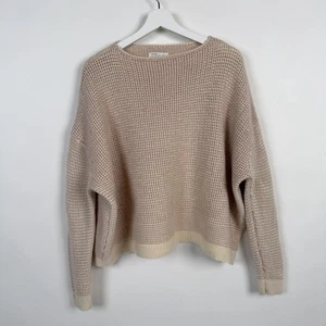 Maglione Nordstrom Signature cashmere manica a goccia taglia M boxy waffle maglia rosa silenzio - Foto 1 di 9