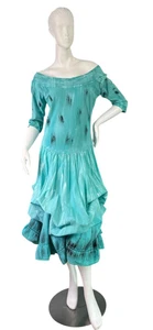 Luna Luz 3/4 Arm Belleza Kleid mit Bindeband türkis Batik handbemalt Gr. L - Bild 1 von 13