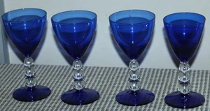 4 Vintage BRYCE GLASS Wine Glasses ART DECO Cobalt Blue ARISTOCRAT Lot KM - Picture 1 of 4