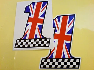 Union Jack Stickers Decals Chequered No 1 - Car Motorcycle Van 2 off 102mm - Picture 1 of 1
