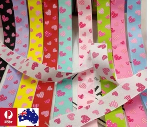 Valentine 25mm Ribbon Filled Heart Pattern Ribbon 3m/5m Wrapping DIY Craft - Picture 1 of 11