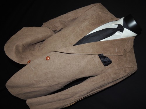 Giacca Vintage Valentino Uomo Uomo Marrone Pelle scamosciata con toppa gomito 42 R