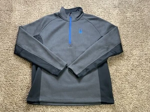 Spyder Sweater Large Gray Mens Casual 1/4 Zip Logo Pullover Long Sleeve Outdoor - Picture 1 of 11