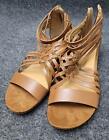 Baretraps Sandals Womens 10 Corra Strap Gladiator Brown Faux Leather Zip P8