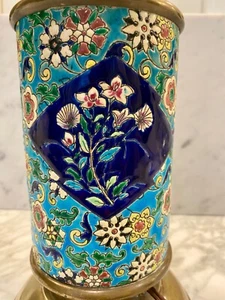 Antique "Cloisonné”  and Bronze Floral Lamp" - Picture 1 of 19