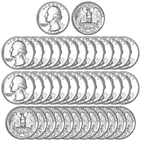 1973 D Washington Quarter BU Roll 40 US Coin Lot Cover
