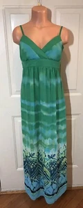 DRESS BARN, Size 10, Women's, Long Boho Style Sundress, in Greens/Blues Tie-Dye. - Picture 1 of 11