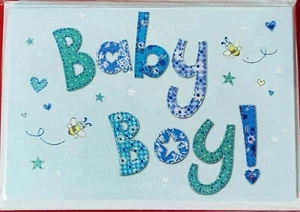 Beautiful New Baby Boy Announcement Cards Blue A6 Size Pack of 6 - Picture 1 of 2