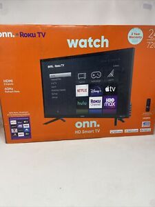 onn. 24” Class HD (720P) LED Roku Smart TV (100012590) New In Box