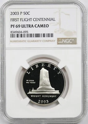 2003-P First Flight 50C NGC PF 69 Ultra Cameo Modern Commemorative Half Dollar  - Image 1 of 4