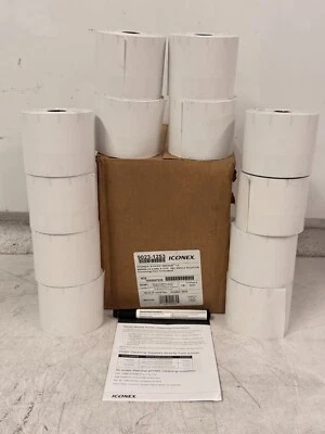12 rollos Iconex 3-1/8" x 270' etiquetas adhesivas estándar sin forro 9023-1253 Foto 1 de 4