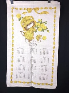 Toalla de té vintage 1976 calendario de tela de tela - Imagen 1 de 5