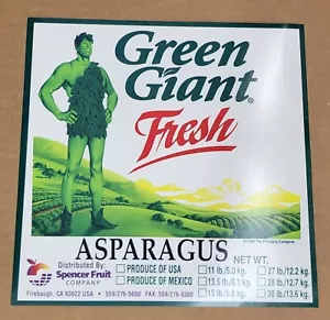 LABEL Green Giant Asparagus Crate Jolly Firebaugh California - Picture 1 of 1