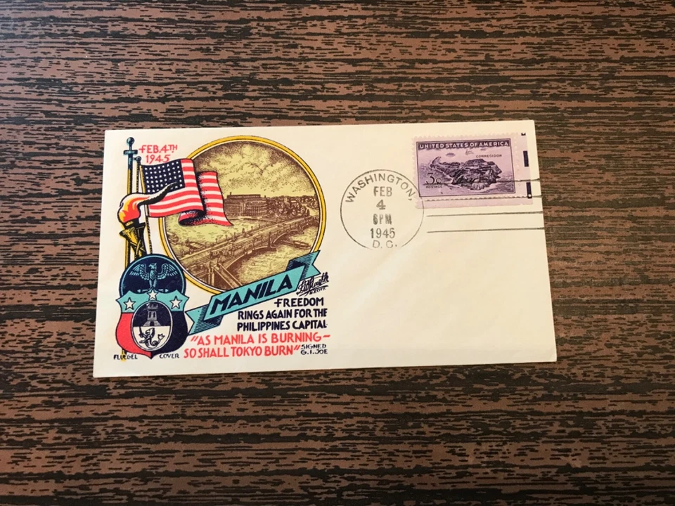WW2 Patriotic Cover - Fluegel -Staehle - Manila - GI Joe - Feb 4, 1945 - Image 1 of 1