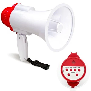 NEW PORTABLE SPEAKER MEGAPHONE STRAP PISTOL GRIP LOUD SPEAKER RECORD PLAY - Picture 1 of 6