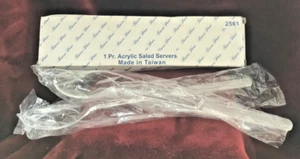 Vintage Princess House 2561 Clear / White Acrylic Salad Server Tongs Set NOS - Picture 1 of 13