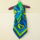 Large Bianchini-Ferrier Blue Green Scarf 30 1/2" by 31"