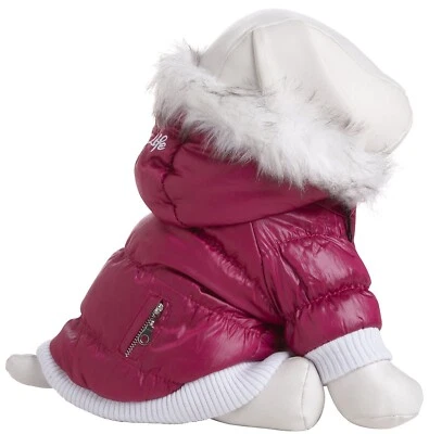 Classic Metallic Fashion Insulated Pet Dog Coat Jacket Parka w/ Removable Hood - Image 1 of 4
