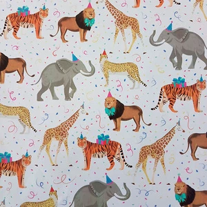 2m Geschenkpapier 70cm wilde Tiere Geschenke Konfetti Geburtstag Kinder Muster - Bild 1 von 1