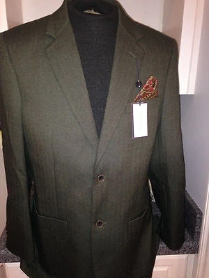 NUEVO CON ETIQUETAS $199 Alan River Verde SIN ARRUGAS 2 Botones Otoño Chaqueta Blazer Abrigo Deportivo S Foto 1 de 4