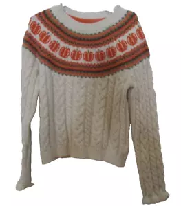 Cynthia Rowley Pumpkin Fair Isle Knit Sweater Girl's Small 5/6 - Picture 1 of 5