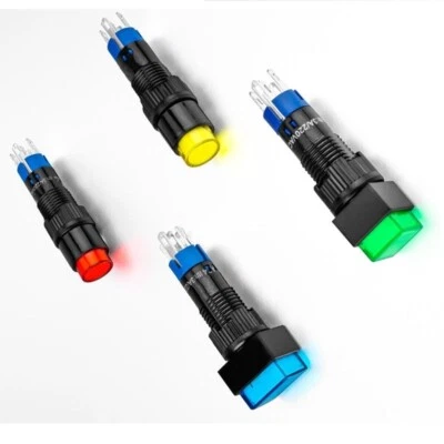 8mm SPDT Illuminated ON/OFF Square Plastic Push Button Switch (LAS4F-11Z) - Image 1 of 4