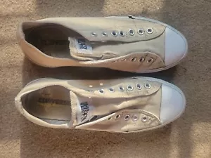 Beige Cream 8.5 Mens 10 Women's ALL STAR CONVERSE worn in comfy - Picture 1 of 7