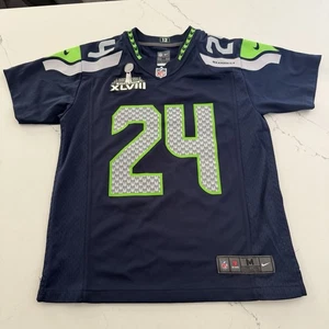 Marshawn Lynch Super Bowl XLVIII Nike Jersey Youth Medium - Picture 1 of 13