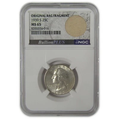 1939 S Washington Quarter MS 65 NGC Original Bag Fragment SKU:I22599 - Image 1 of 4