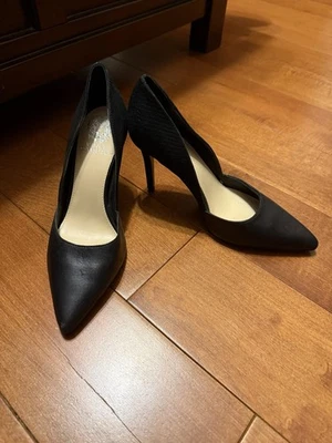 Vince Camuto Mujer Negro Gamuza Cuero Bloque Zapatos Tacones Candera Talla 7.5 Foto 1 de 4