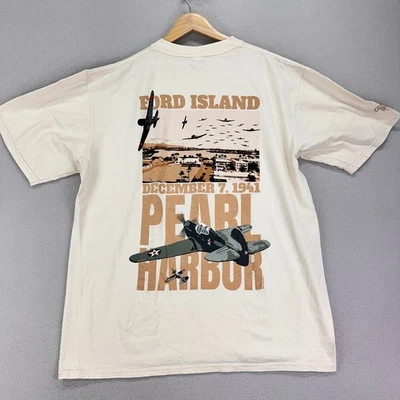 Crazy Shirts Pearl Harbour T-Shirt Mens Large Coconut Dyed WWII Graphic Tee NWT - Image 1 of 4